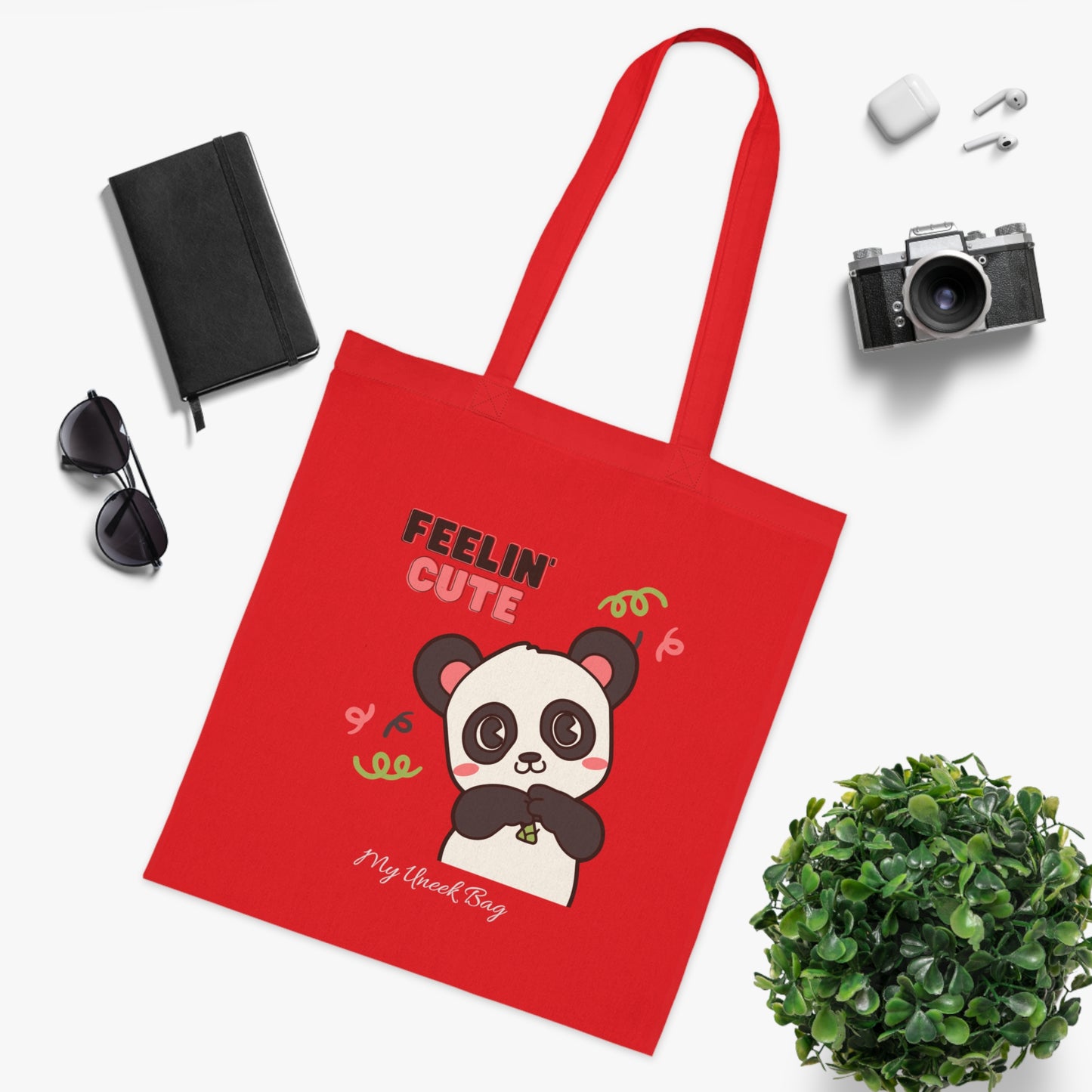 Feelin' Cute Panda Cotton Tote Bag