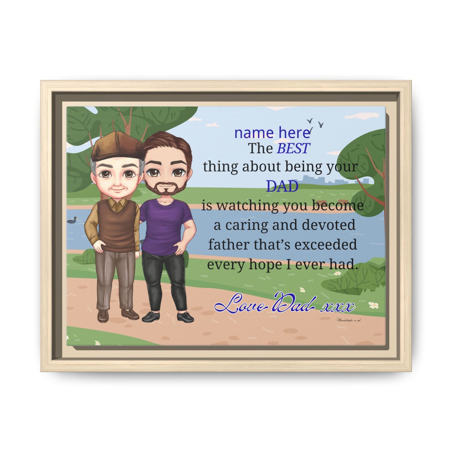 Personalized Father & Son Portrait Matte Canvas — "The Best Thing About Being Your Dad" Framed Print