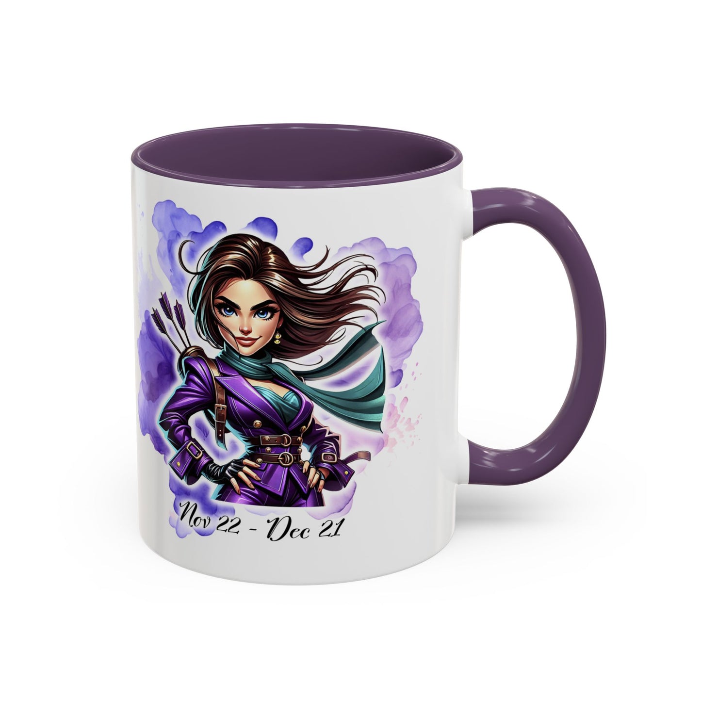 Sagittarius Zodiac Coffee Mug — Archer Girl Illustration, Nov 22–Dec 21