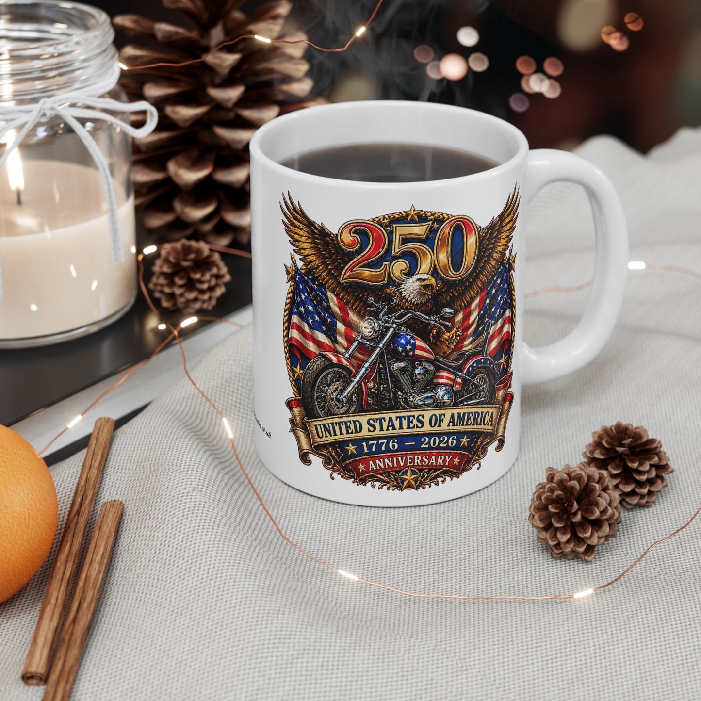 Mug — 250th USA Anniversary Motorcycle Eagle Flag Design