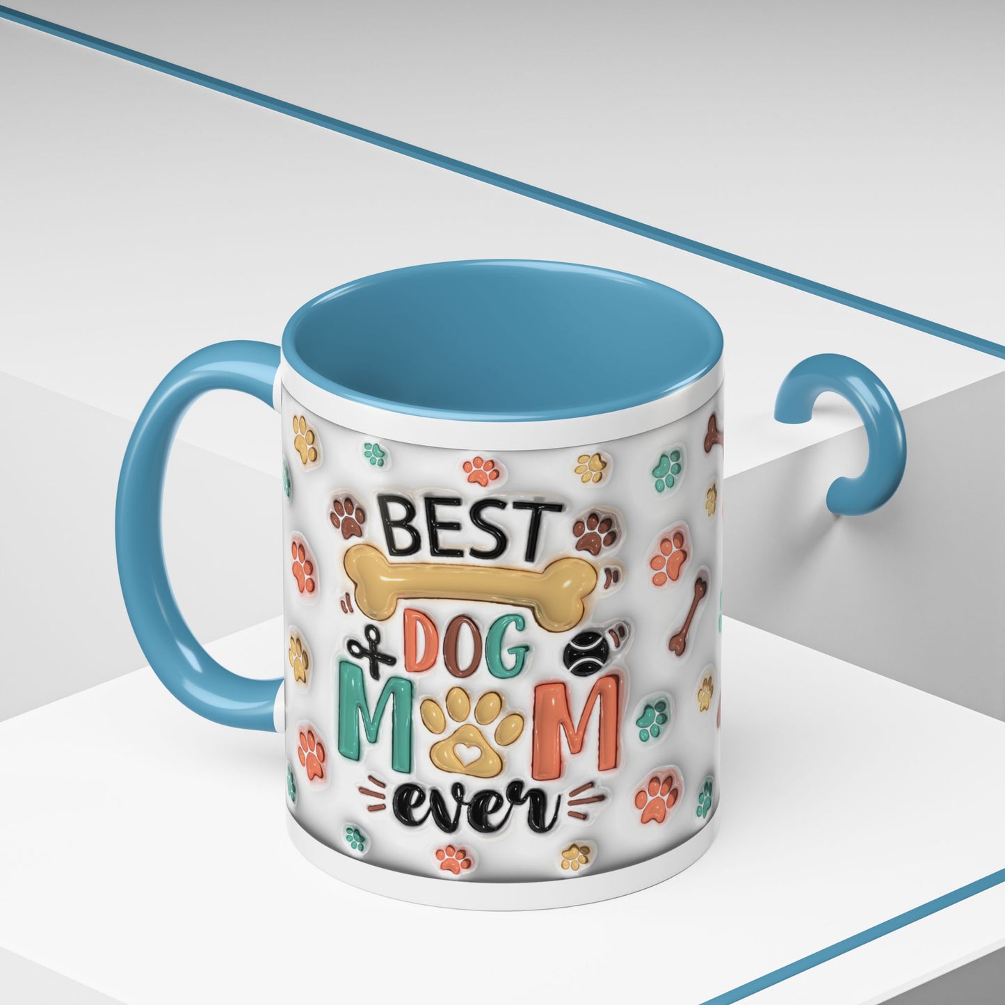 Personalized Puppy Photo Coffee Mug — Cute Paw Print Accent Mug (Custom Name)