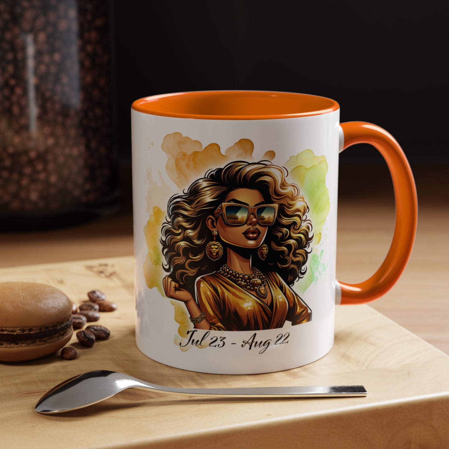 Leo Zodiac Coffee Mug — "I Am the Sun" Afro Woman Design (July 23–Aug 22)