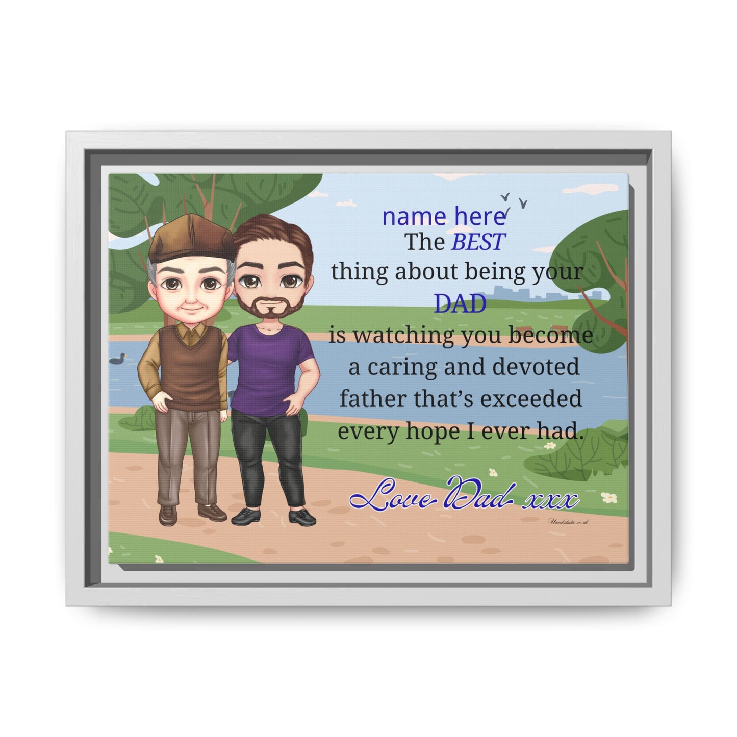 Personalized Father & Son Portrait Matte Canvas — "The Best Thing About Being Your Dad" Framed Print