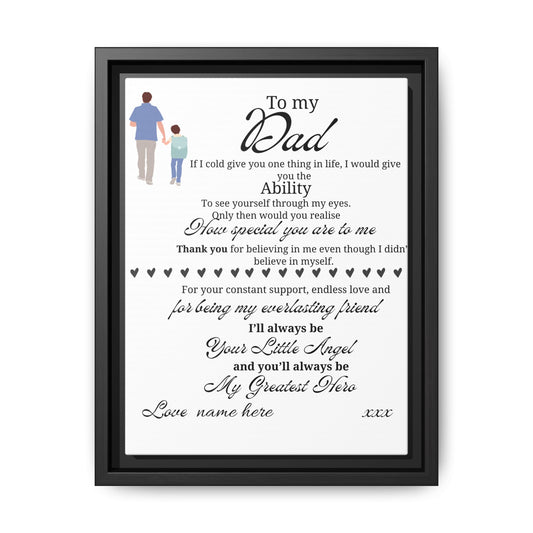Framed Canvas Print — "To My Dad" Sentimental Poem, Personalized Gift