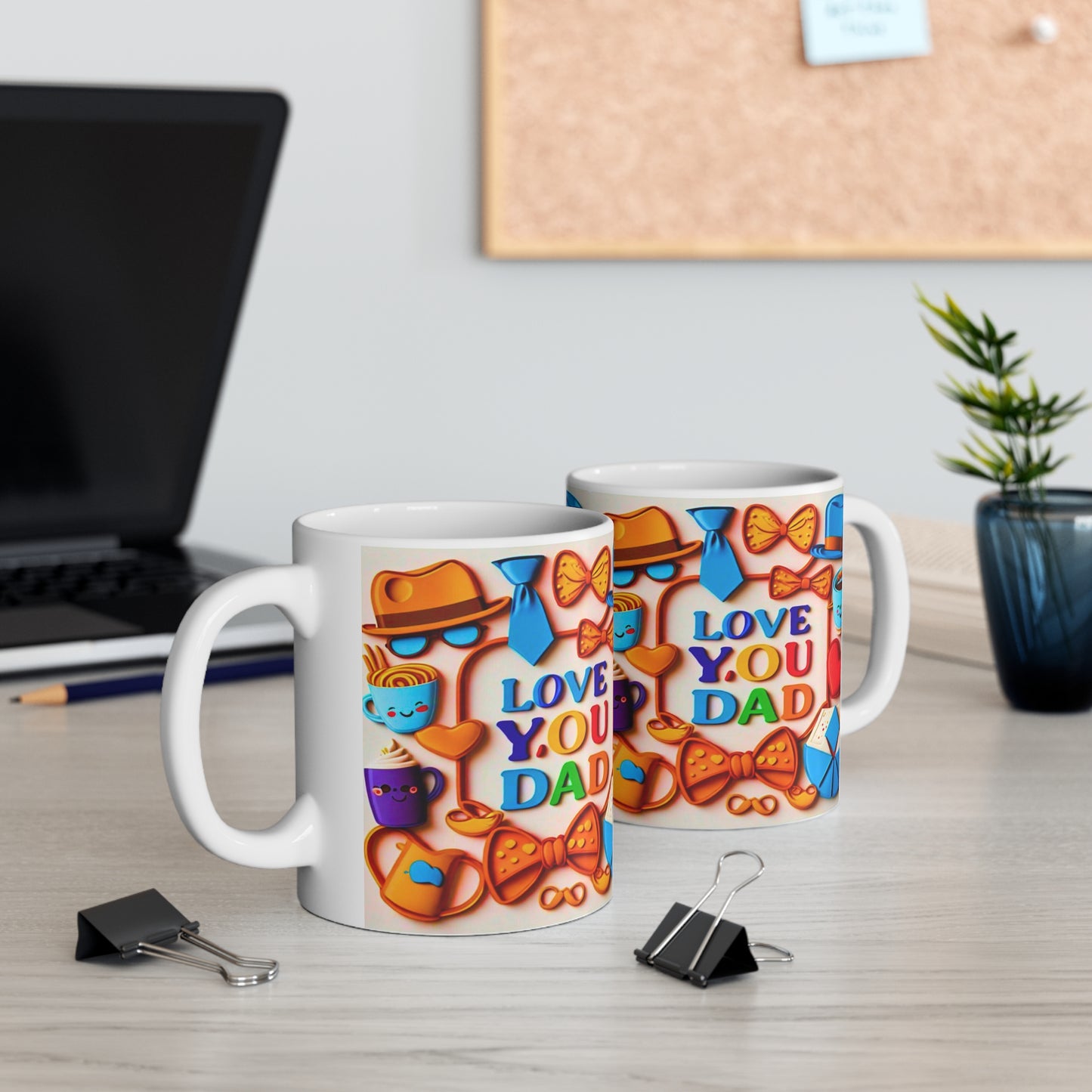 Father's Day Coffee Mug — Colorful "Love You Dad" Ceramic Mug