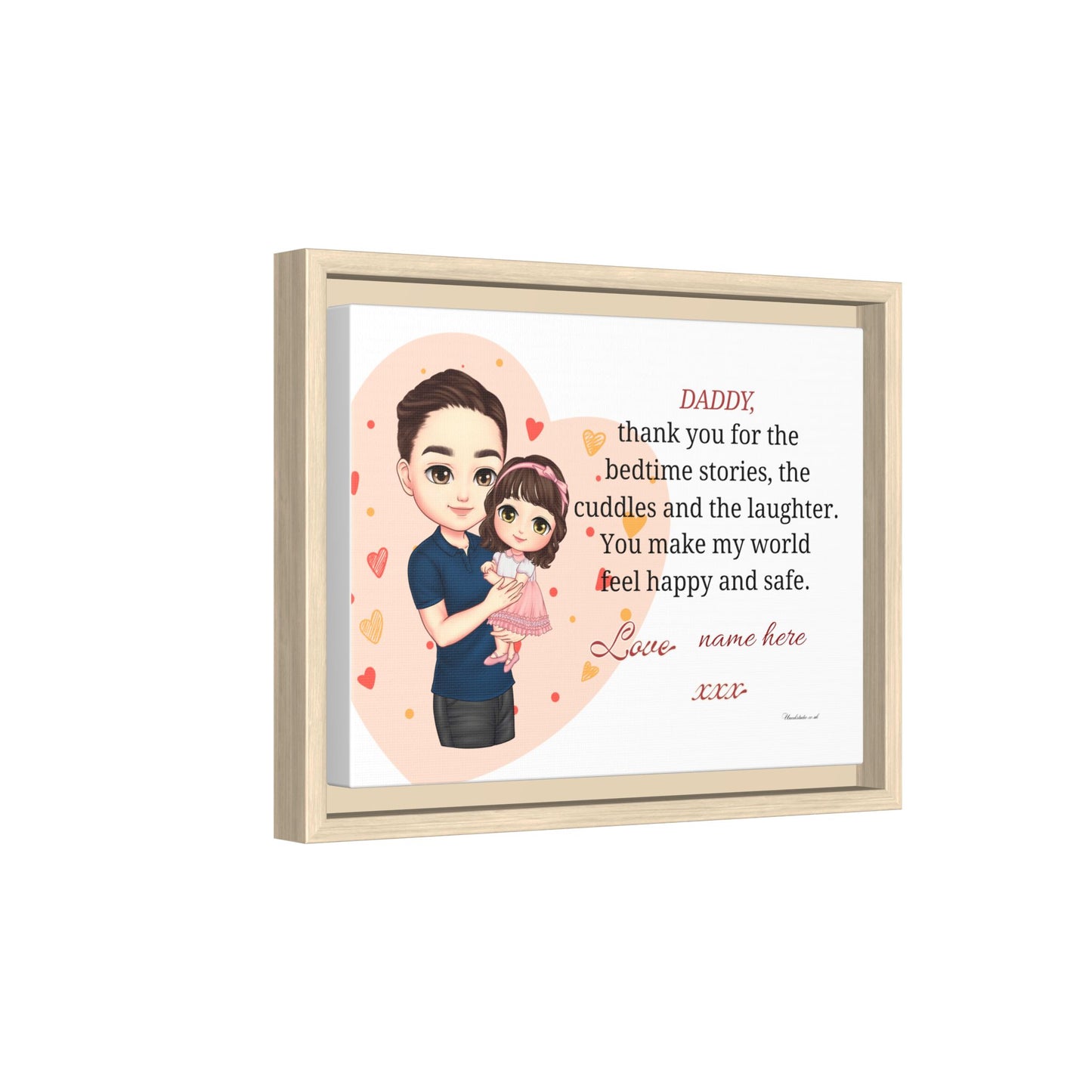 Framed Matte Canvas — "Daddy, thank you for the bedtime stories" Personalized Father’s Day Gift