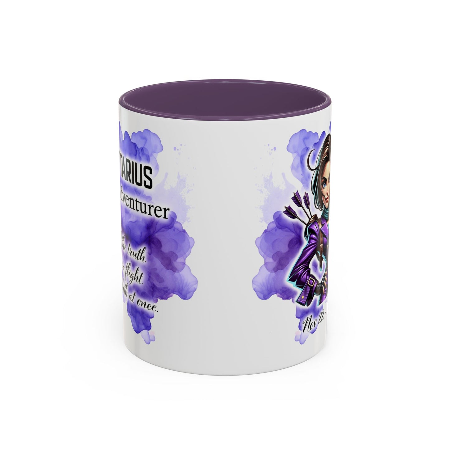 Sagittarius Zodiac Coffee Mug — Archer Girl Illustration, Nov 22–Dec 21