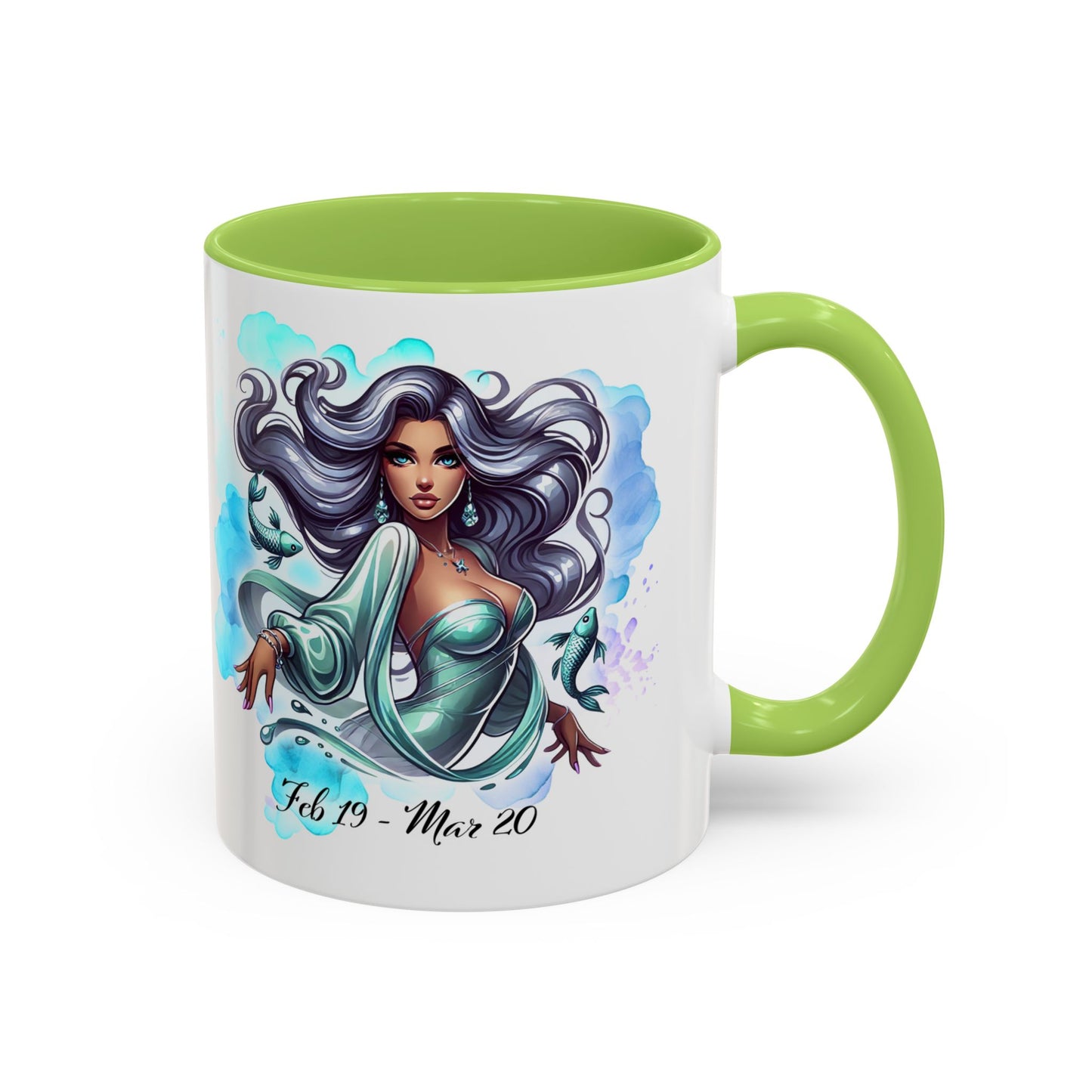 Pisces Zodiac Coffee Mug — Watercolor Mermaid Horoscope Accent Mug (Feb 19–Mar 20)