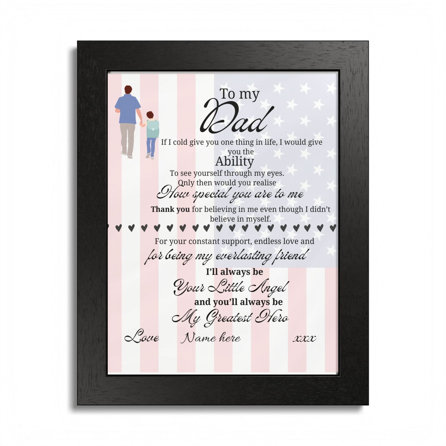 Framed Poster - "To My Dad" Heartfelt Memorial Poem (Custom Name)