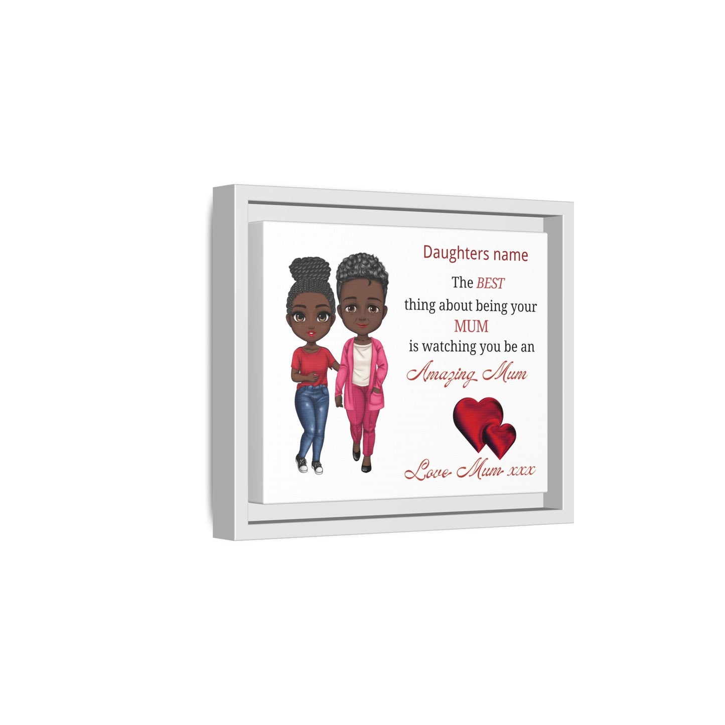 Personalised Framed Matte Canvas – Personalized ‘Daughters name’ Amazing Mum Quote Print (Black Frame)