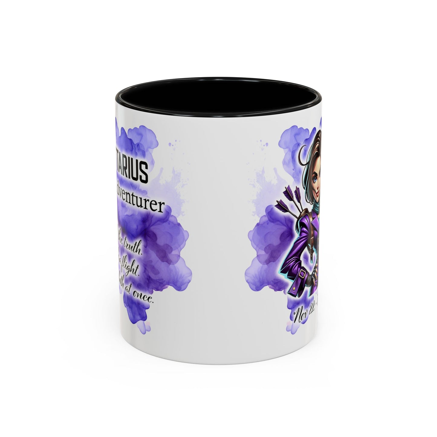 Sagittarius Zodiac Coffee Mug — Archer Girl Illustration, Nov 22–Dec 21