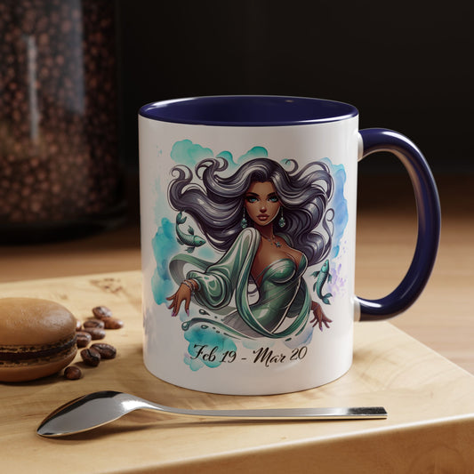 Pisces Zodiac Coffee Mug — Watercolor Mermaid Horoscope Accent Mug (Feb 19–Mar 20)