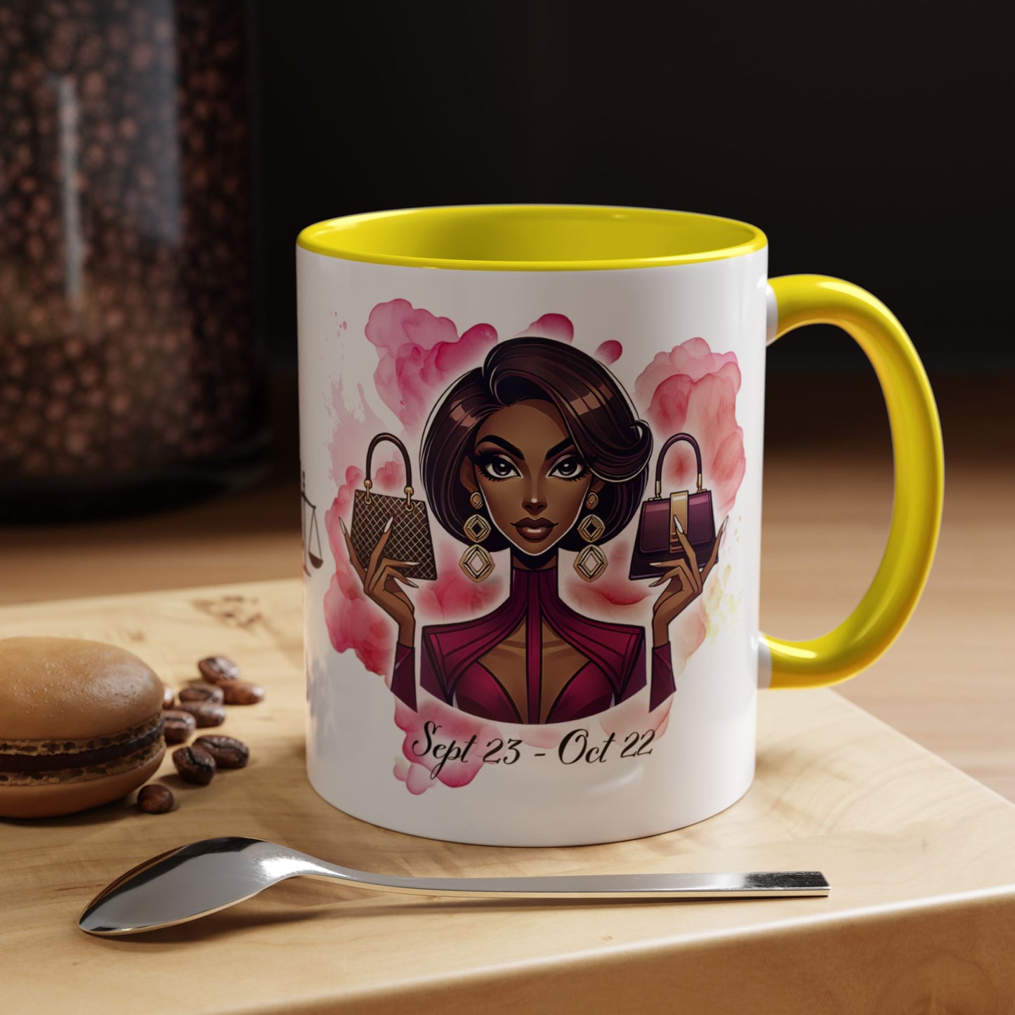 Libra Zodiac Coffee Mug — Elegant Libra Woman Design (Sept 23–Oct 22)