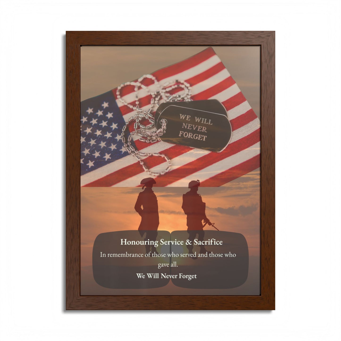 We Will Never Forget Memorial Framed Poster — Honoring Service & Sacrifice