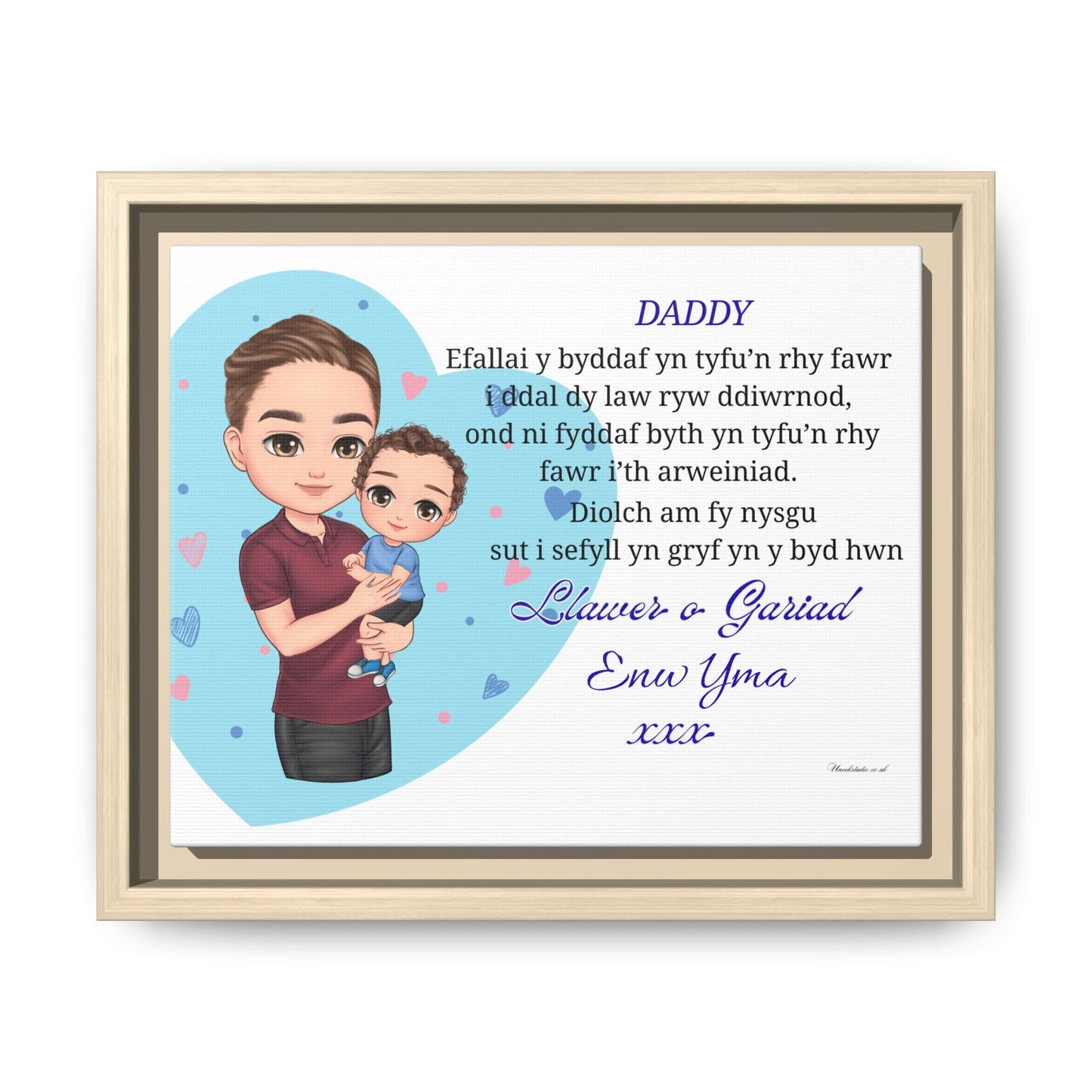Personalised Welsh Father’s Day Canvas | Daddy Gift From Child | Custom Welsh Wall Art for Dad