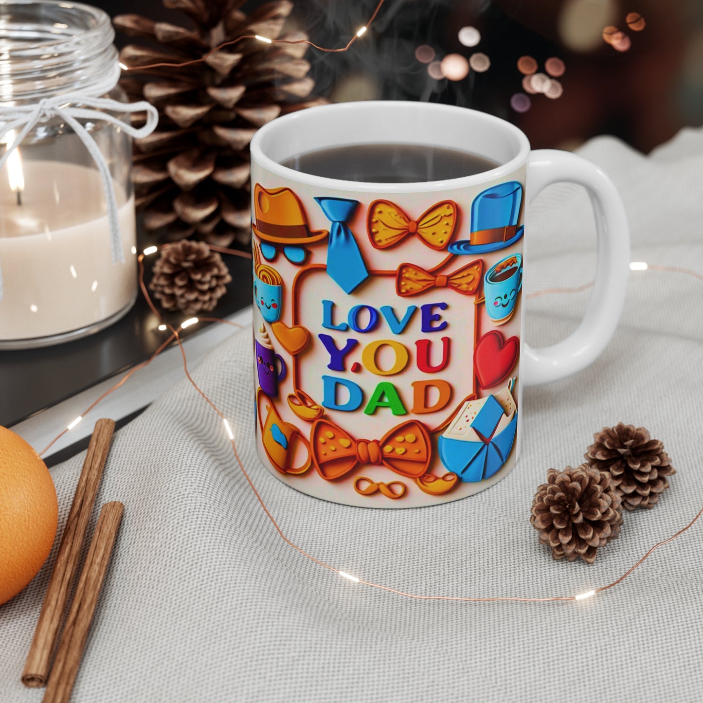 Father's Day Coffee Mug — Colorful "Love You Dad" Ceramic Mug