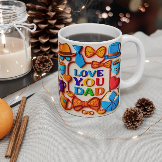 Father's Day Coffee Mug — Colorful "Love You Dad" Ceramic Mug