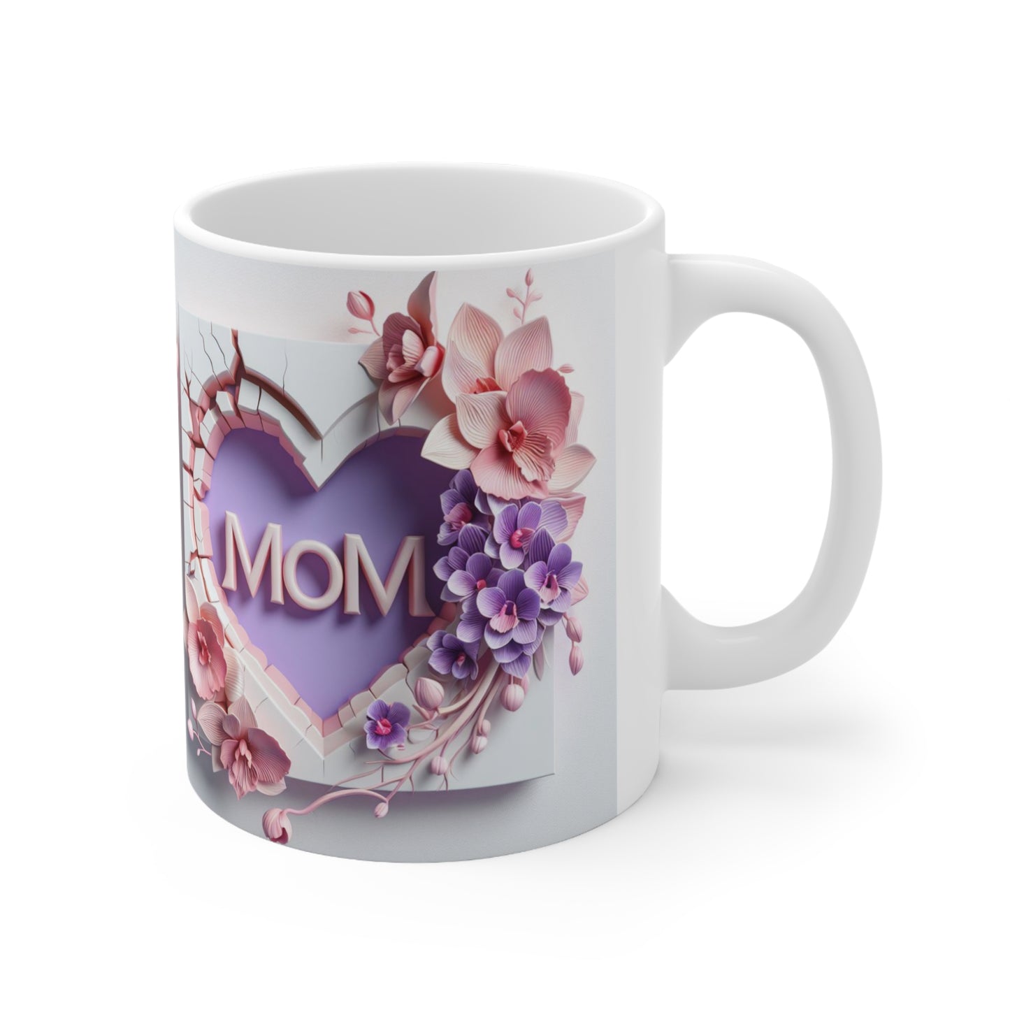 Mom Heart Floral Ceramic Coffee Mug — Mother's Day Gift (11oz & 15oz)