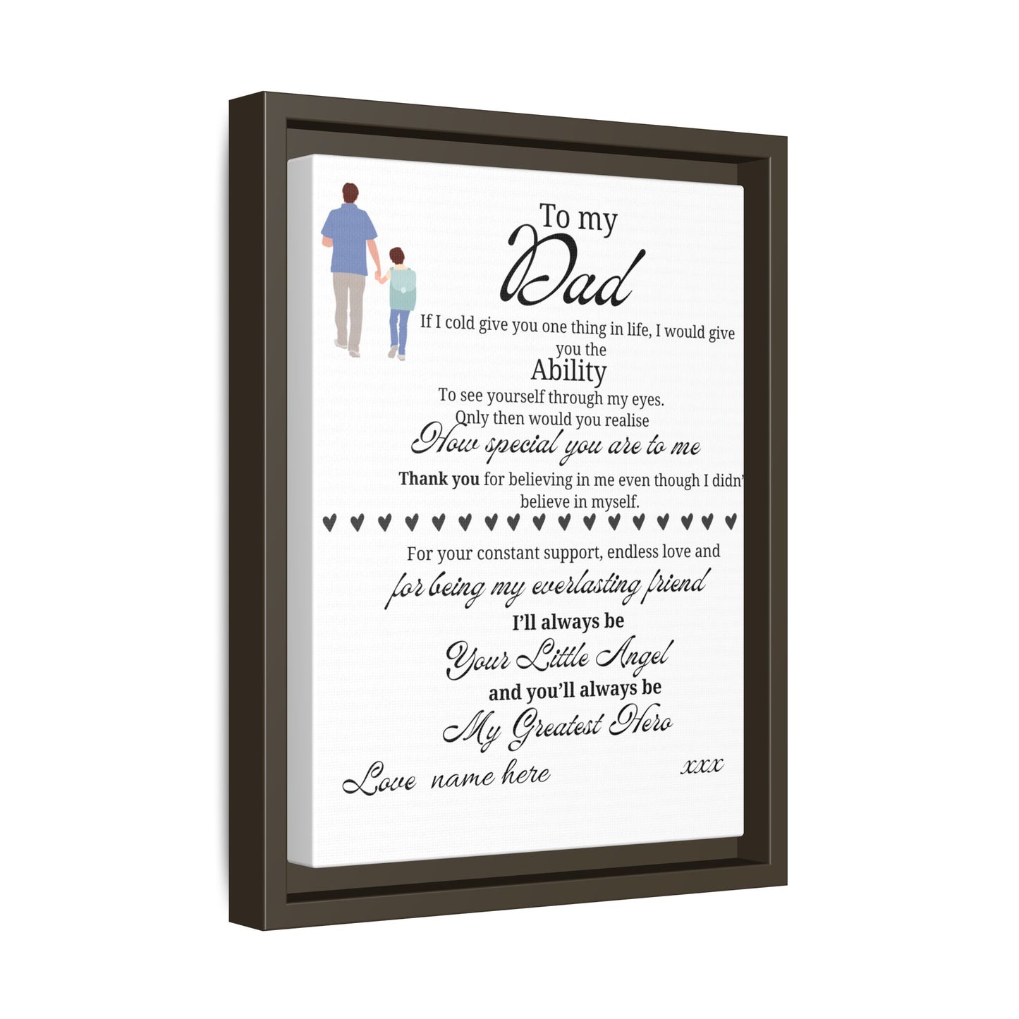 Framed Canvas Print — "To My Dad" Sentimental Poem, Personalized Gift