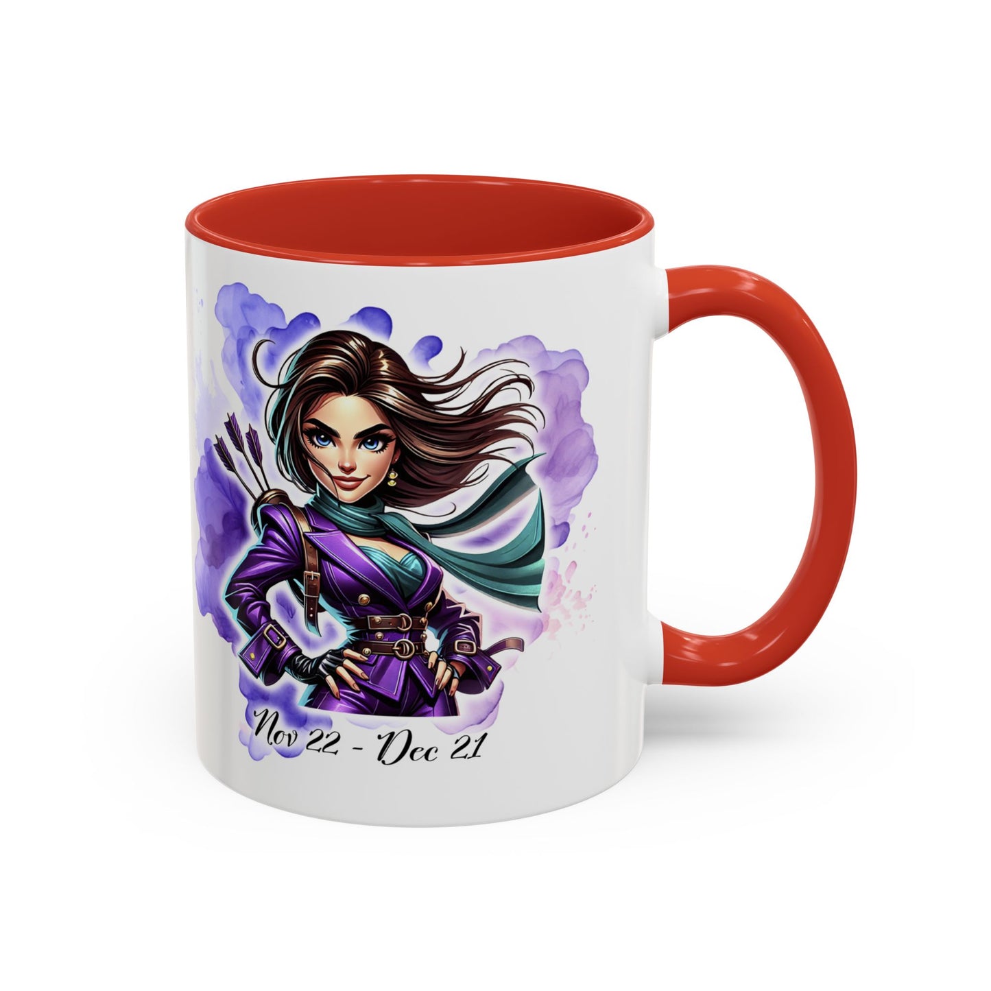 Sagittarius Zodiac Coffee Mug — Archer Girl Illustration, Nov 22–Dec 21