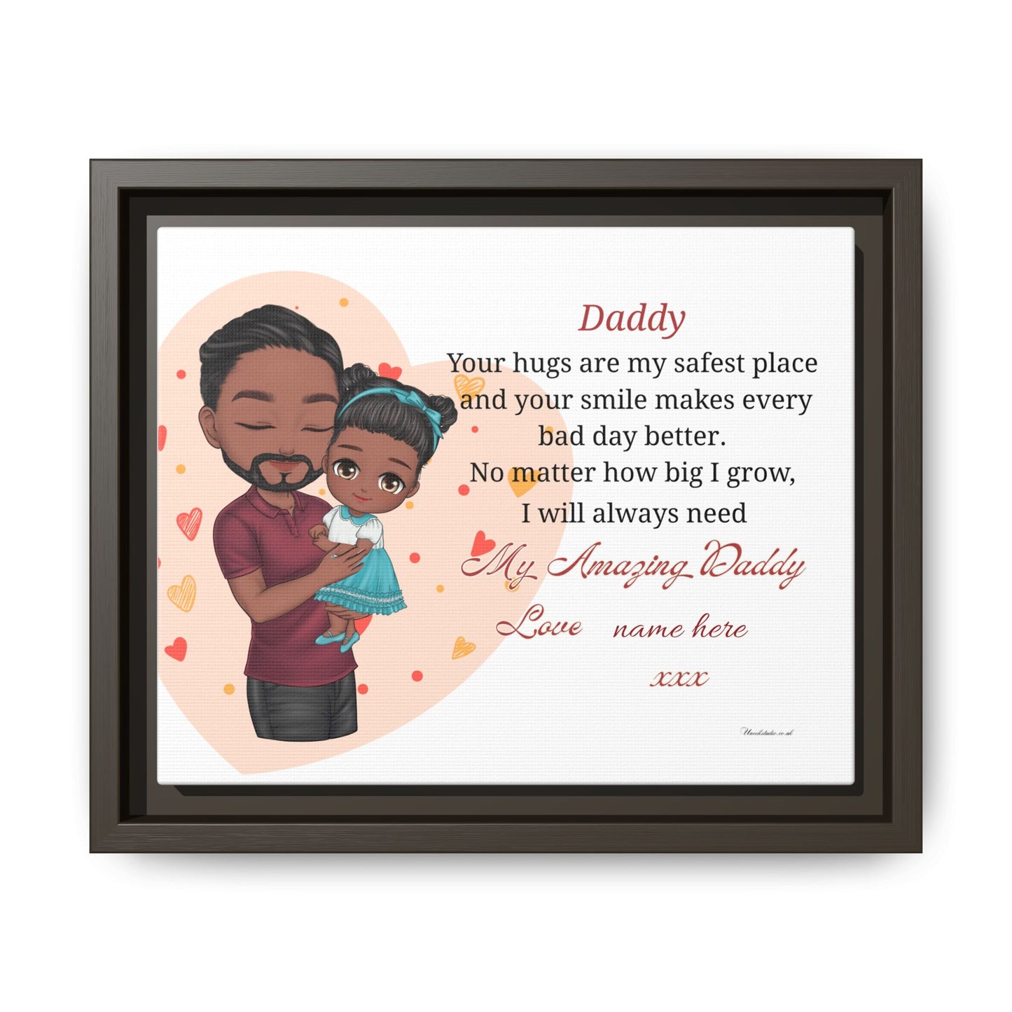 Personalized Daddy Framed Canvas — "Your hugs are my safest place"